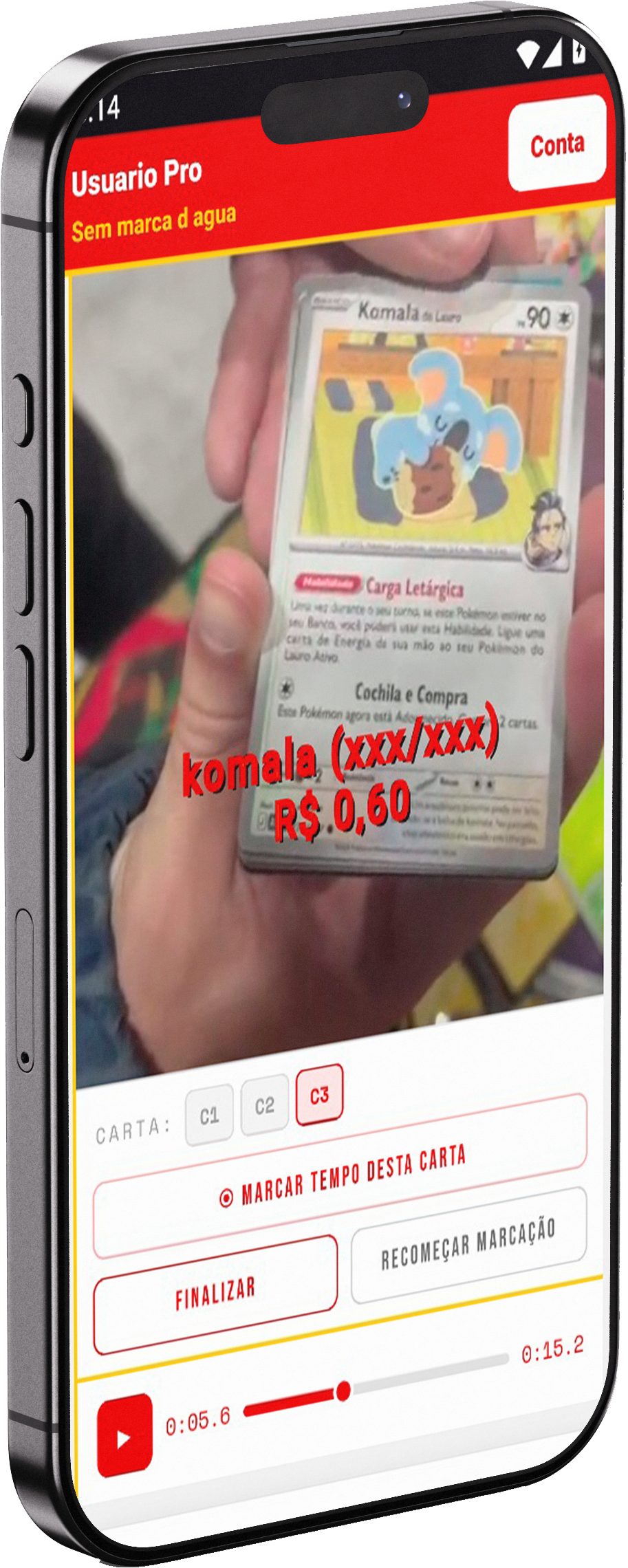 Tela do aplicativo BoosterCut em um celular